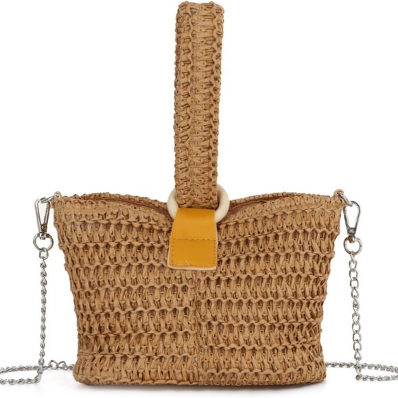 Women's Straw Clutch Bag Woven Rope Tote Small Party Beach Accessories - Picture 7 of 7